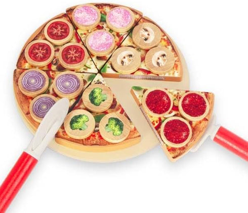 Set (6 Set) Cutting Play Food Toy for Kids Kitchen,Wooden Pizza Pretend Play Kitchen Accessories,Learning Toy Birthday