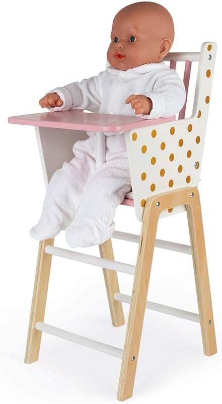 Janod Candy Chic Highchair - Wooden Baby Doll Chair - J05888 - Ages 3+