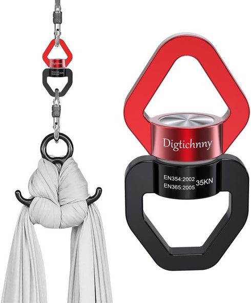 Swing Swivel Hook for Swing, Aluminium Alloy 35KN, Hanger for Tree Swing, Aerial Dance, Children’s Swing (Black-Red)