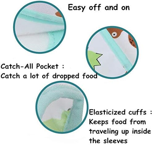 5 Pcs Waterproof Long Sleeved Baby Toddler Bibs for 3-24 Months