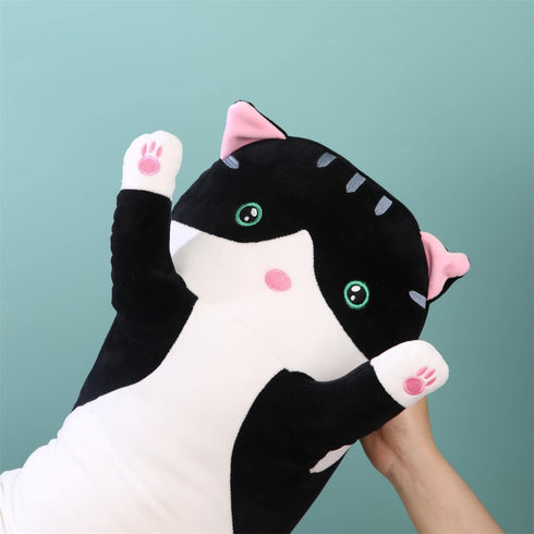 110cm/43.3inch) Giant Cat Pillow Plush Cartoon Kitty Sleeping Hugging Pillow, Cuddly Soft Long Kitten Body Pillow Doll