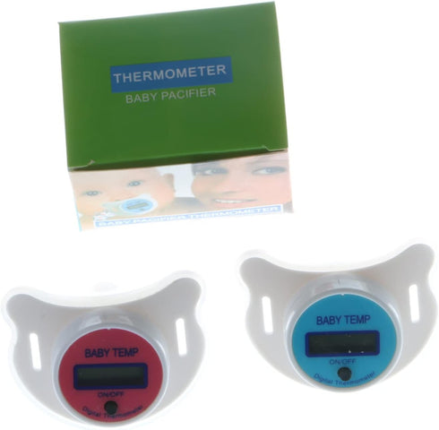 High Accuracy Digital Thermometer, LCD Display Nipple-Shaped Pacifier for Baby Oral Temperature Measuring, Pink/Blue