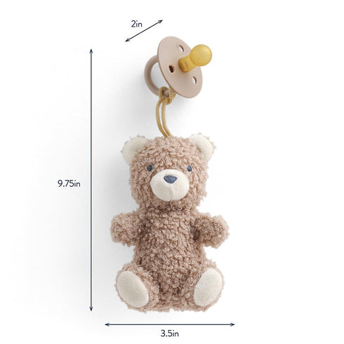 Set 0-6 Itzy Ritzy Pacifier & Lovey Natural Rubber Paci with Stuffed Animal Lovey Detachable Plush Bear Pacifier Holder