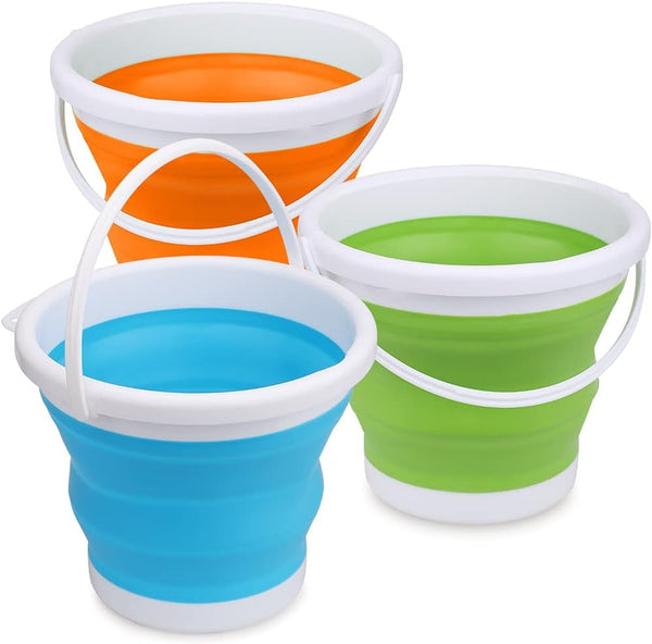 Umnodobn Silicone Beach Foldable Buckets Toys Halloween Bucket, 3L Jumbo Sand Pails Bucket