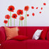 Esmee DIY Red Poppies Wall Decals, Beautiful Flowers Vines Stickers for Living Room Bedroom Nursery