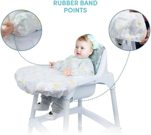 5 2 Sets (10 2 Set Sevi Bebe High Chair Cover with Disposable Sleeved Bib - * Piece pcs in total) Piece Free Meal