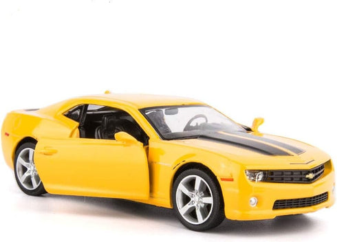 1/36 Scale Chevrolet Camaro Casting Car Model, Bumblebee Zinc Alloy Toy Car for Kids, Pull Back Vehicles (Yellow)