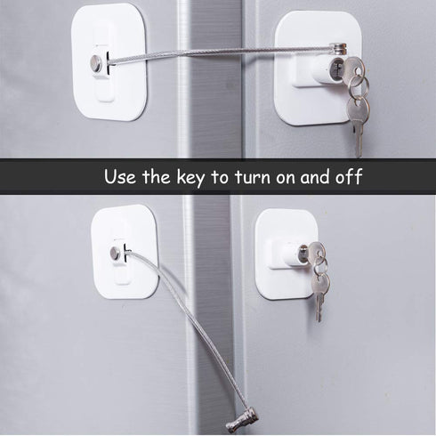 Fridge Lock, Refrigerator Locks, Freezer Lock with Key for Child Safety, White Fridge Lock