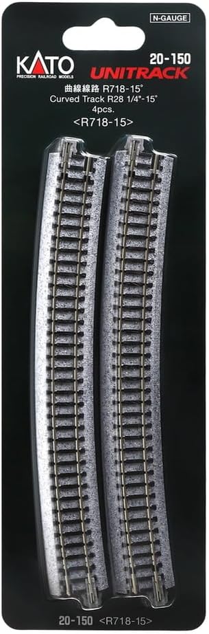 Kato 718mm (28 1/4") 15-Degree (4-Piece) USA Model Train Products Unitrack, Radius Curve Track