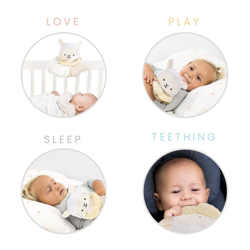 Lulyboo Lovey Baby Sleep Soother & Teether - Plush Security Blanket with Music, White Noise, Vibration, Detachable