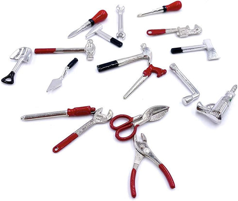 17PCS 1:12 Miniature Doll House Tools - Metal Home Repair Multi-Tool Set for Dollhouse Decoration