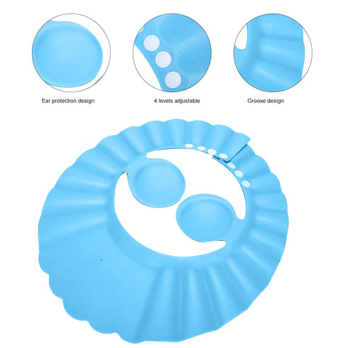 Srliya Baby Shower Shampoo Bath Cover Soft Adjustable Visor Hat for Toddlers Silicone Hair Sun Ear for Kids (Blue)