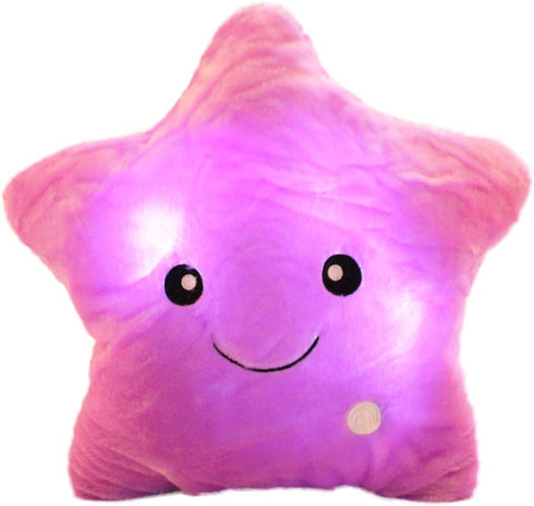 Twinkle Star Shaped Plush Pillow, Creative LED Night Light Glow Cushion for Kids, Decoration (Purple)