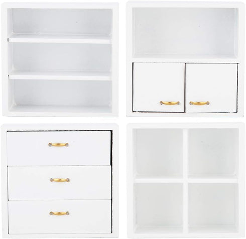 Wooden Display Cabin Miniature Furniture - Dollhouse Kit for Dollhouse Furniture (White, 12)
