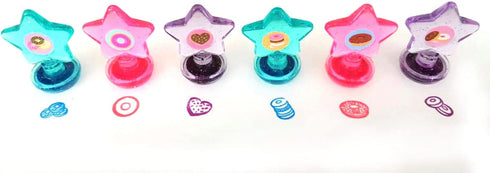 24 2 1 TINYMILLS Pcs Donuts in Stackable Stacking Crayon with Extra Stamper Topper, Kids Party Favors, Goodie Bag
