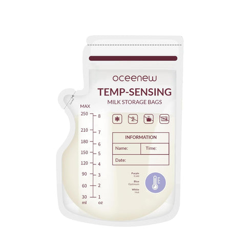 Breastmilk Storing Bags,Disposable Self Standing No-Leak Milk Storage Pouches,Temp-Sensing Discoloration Freezer Milk
