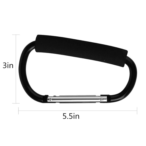4 Pack Large Carabiner 5.5" D Style Click and Carry Bag Carrier Stroller Hooks (Black and Blue)