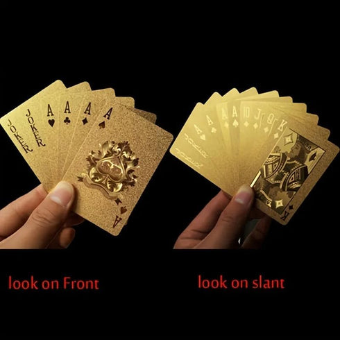 24K Gold Foil Playing Cards Deck, Perfect for Poker, Practical Jokes & Party Gifts for Christmas & Halloween