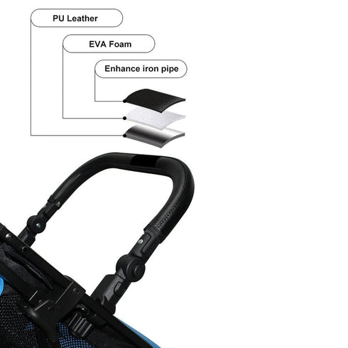 Universal Baby Stroller Bumper Bar, Adjustable Armrest Handle with Black PU Leather Cover