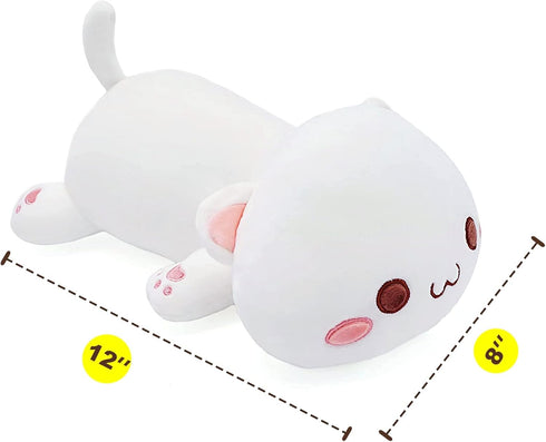 12") Onsoyours Cute Kitten Plush Toy Stuffed Animal Pet Kitty Soft Anime Cat Plush Pillow for Kids (White Cat