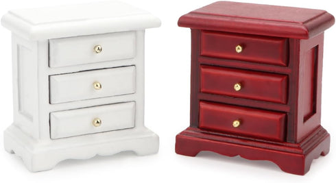 Miniature Bedside 1:12 Furniture Nightstand Drawer Cabinet Model Accessories for Bedroom Mini House Scene Decorations