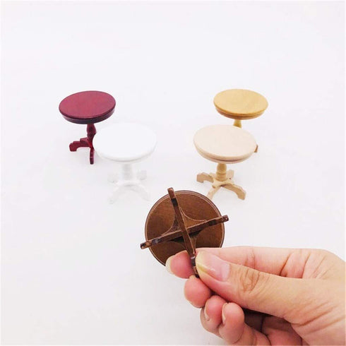 SXFSE 1:12 Dollhouse Decoration Accessories, Dollhouse Furniture Miniature Wooden Round Side Table