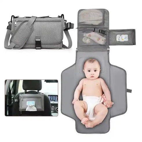 Portable Baby Changing Pad, Travel Changing Pad Cover Mat for Baby Stroller and Car Seat (Gray)