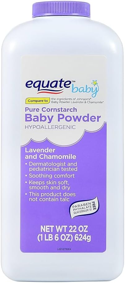 Generic Equate Pure Cornstarch Baby Powder Bundle-Includes 1 Pack 22 Oz Equate Lavender
