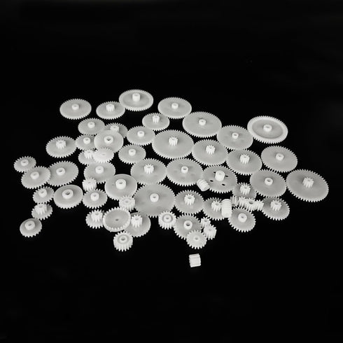 58PCS Small Gears Set - Plastic Gears Module 0.5 for DC Motor DIY Model Toys, RC Car Robot