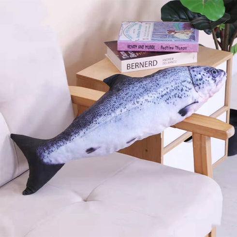 JULAN 3D Giant Soft Fish Cushion Pillow - 31 Inch Salmon Plush Toy for Home Decoration Gift