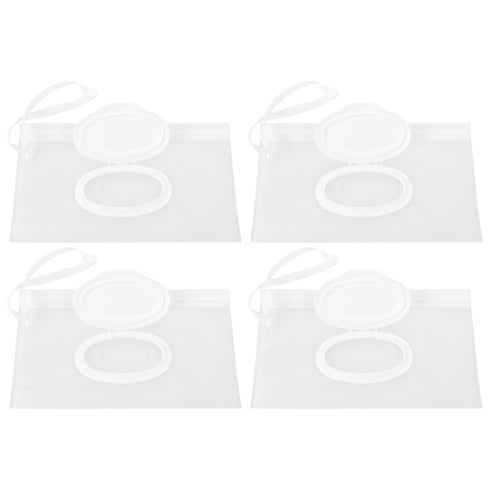 Sorcristy 4PCS White Baby Wet Wipes Pouches, Travel Wet Wipes Bags Cases, Reusable