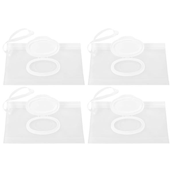 Sorcristy 4PCS White Baby Wet Wipes Pouches, Travel Wet Wipes Bags Cases, Reusable