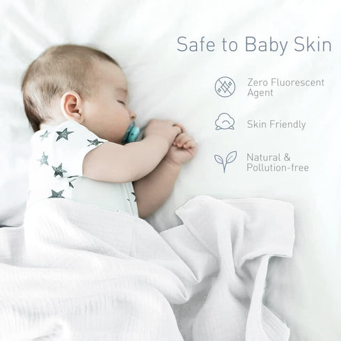 47 47 inches(120x120cm) Premium Soft Muslin Cotton Newborn Baby Swaddle Blanket Unisex Swaddle Wrap Silky Swaddle