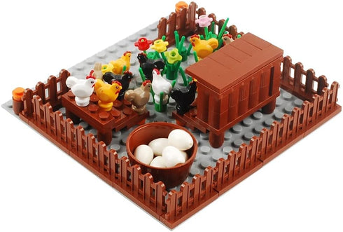 Farm Field Set Building Blocks, Plant Animal Crops Kit DIY Compatible with All Major Brands (Chicken Coop)