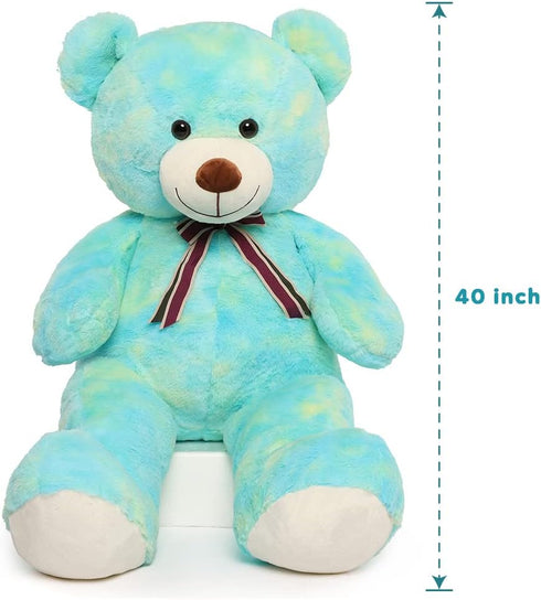 Tezituor 40in Big Teddy Bear, Giant Rainbow Green Stuffed Animal for Baby Shower and Gifts