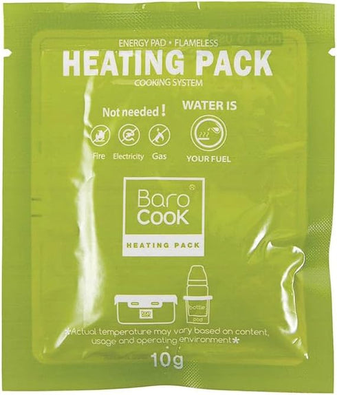 Barocook Packs (10 Pack)- 100F (38C) 2 BP-010 (10g) Flameless Heating Water Activated Food Warmer, Portable Food Warmer