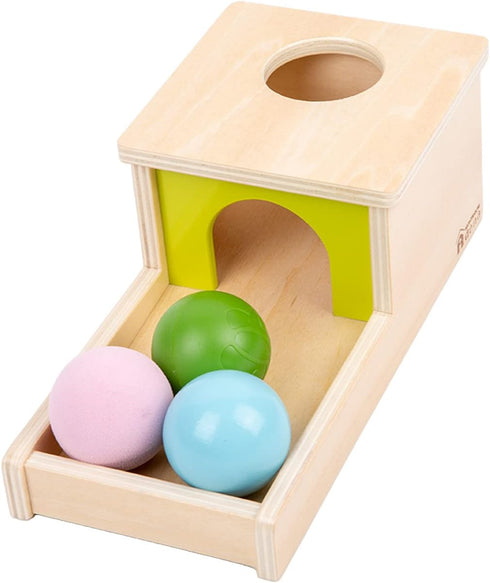 Adena Montessori Object Permanence Box with Tray, Three Balls Montessori Toys for 6-12 Months Baby and Toddler (Small