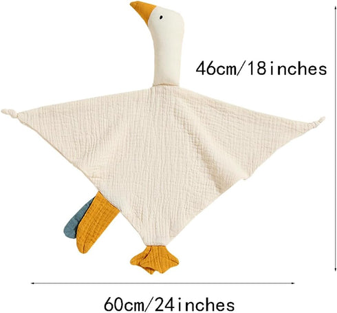Organic Cotton Security Blanket for Baby Boys and Girls, Khaki Goose Soft Muslin Cotton Blanket, Breathable