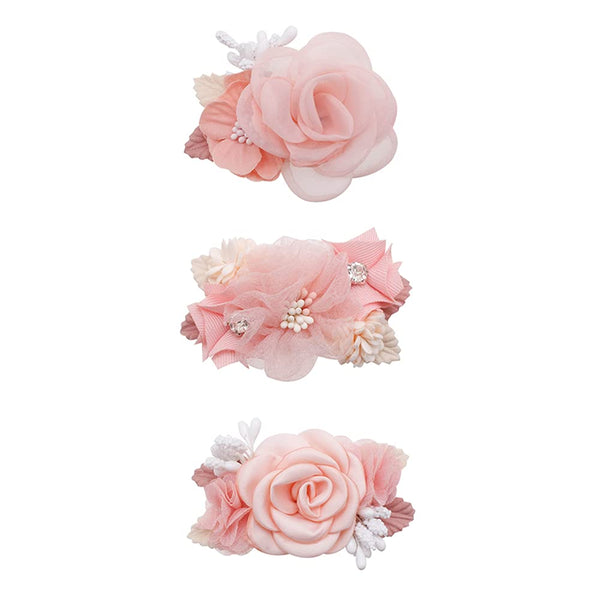 Flower Hair Clips Set for Baby Girl, Lightweight Floral Hair Bow Accessories, 3pcs for Toddler Gifts