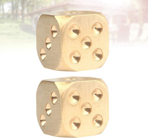 ARTIBETTER 2 Pcs Metal Dice: Brass Dice for Poker Party Game, Role Playing Games, Golden Dice for Tables