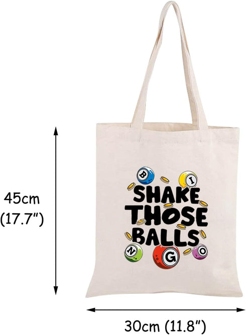 JXGZSO B Gambler Gift Tote Bag, Shake Those Balls Lucky Pouch Bag for Game Lovers