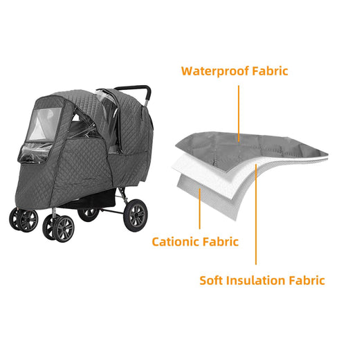 Lydomie Rain Cover for Stroller Winter, Universal Double Stroller Rain Cover Front Back, Double Stroller Cover for Rain