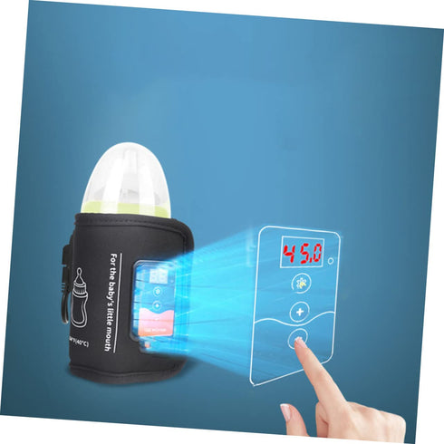 Toddmomy Portable USB Bottle Warmer Temperature Heating Wrap for Milk Travel Friendly Design with LCD Display for Go