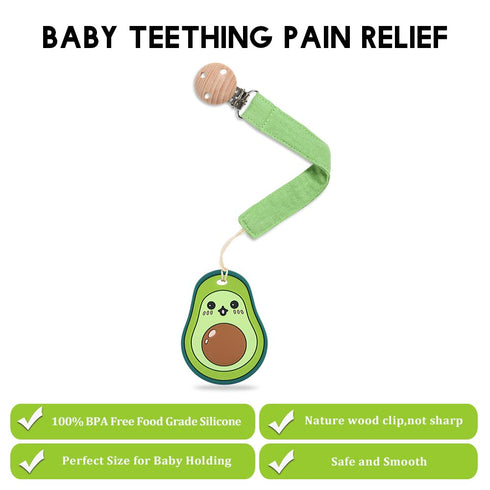 Set 3 Baby Food Grade Silicone Teether Toy with Pacifier Clip Holder,Teething Pain Relief Toys Gift for Months+ Boys