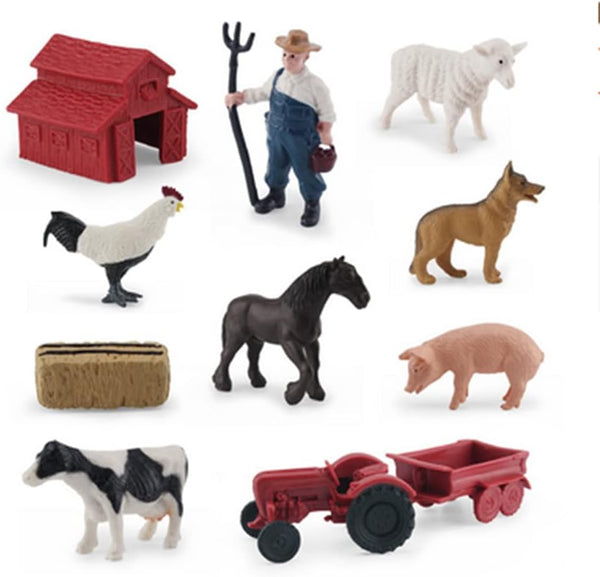Animal Figurines, 10Pcs Farm Animals Toys, Realistic Plastic Playset for Kids