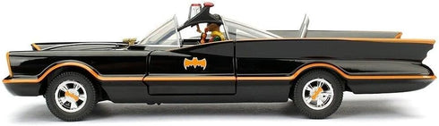 1966 Classic TV Series Batmobile - 1:24 Die-Cast Car with Batman and Robin Figures, Toys for Kids and Adults