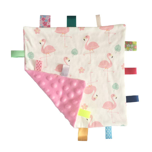 Pink Baby Tag Comforter Taggy Blanket - Multi-Coloured Tag Security Blanket, Taggy Plush Comforter - Pale Pink Textured