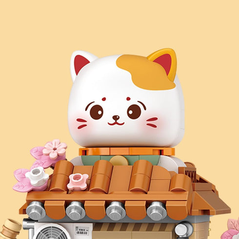 Set,Openable 923PCS 8+ Lucky Cat Building Taiyaki Shop Mini Brick Building Toy for Boys Girls Age