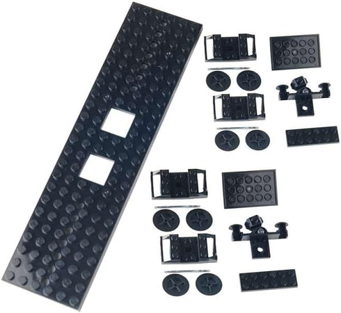 Set 92339, 92088, 4025) (2PCS MOC City Creative Building Train Base Wheels, Low-Loader Truck & Railway Tracks DIY Kit
