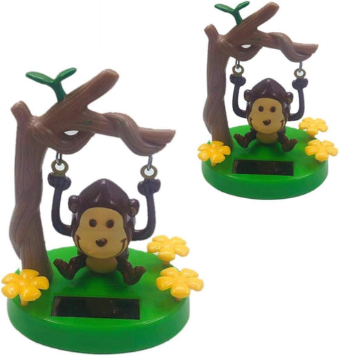 Cute Solar Monkey Swinging Animated Bobble Dancer Toy - Kawaii Solar Powered Dancing Monkey for Car Decor